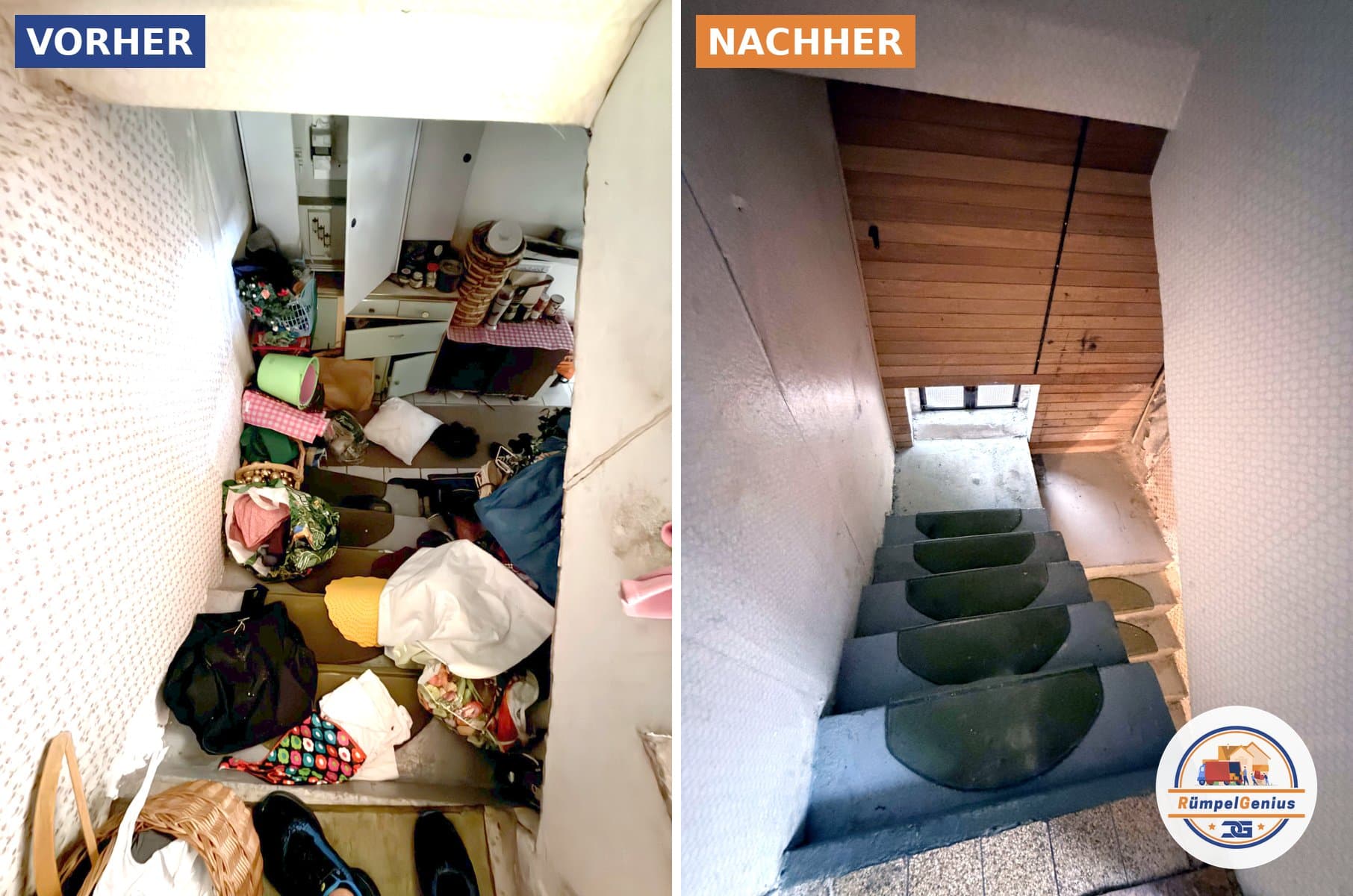 Haus Amberg – vorher nachher kellertreppe