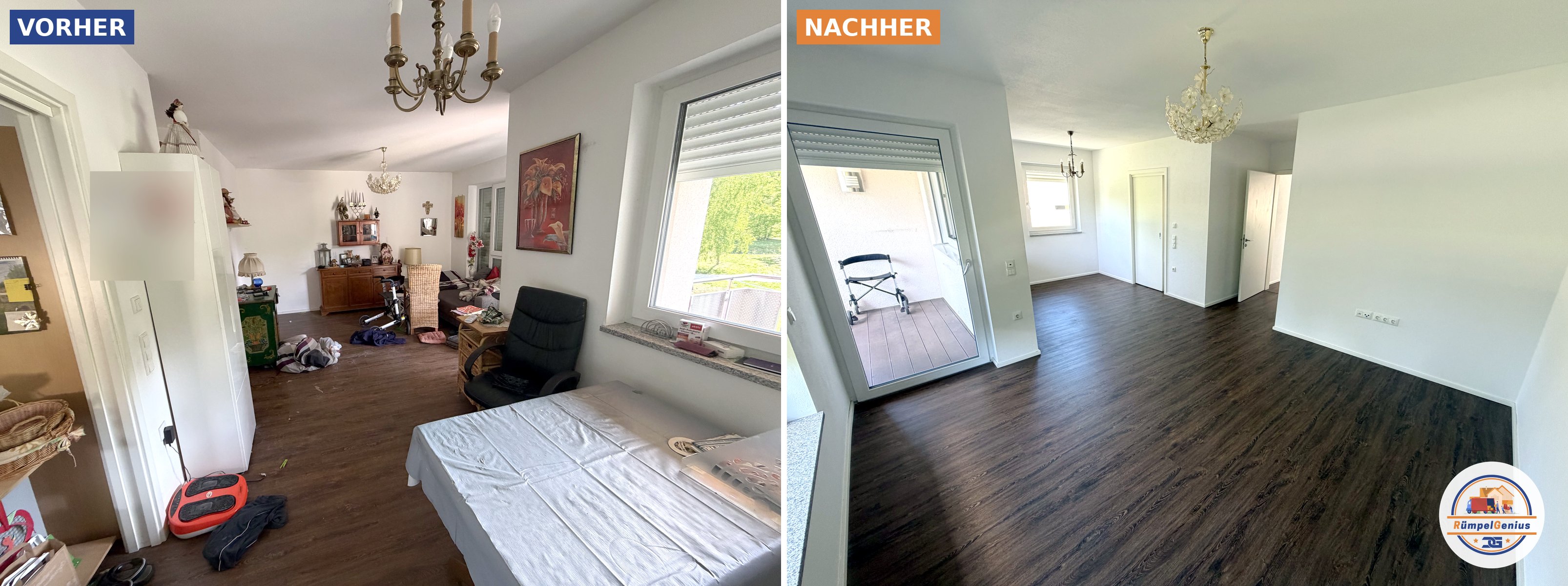 Vorher und Nachher Wohnzimmer – Rottenburg an der Laaber
